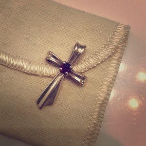 James Avery Ribbon Cross Garnet retired